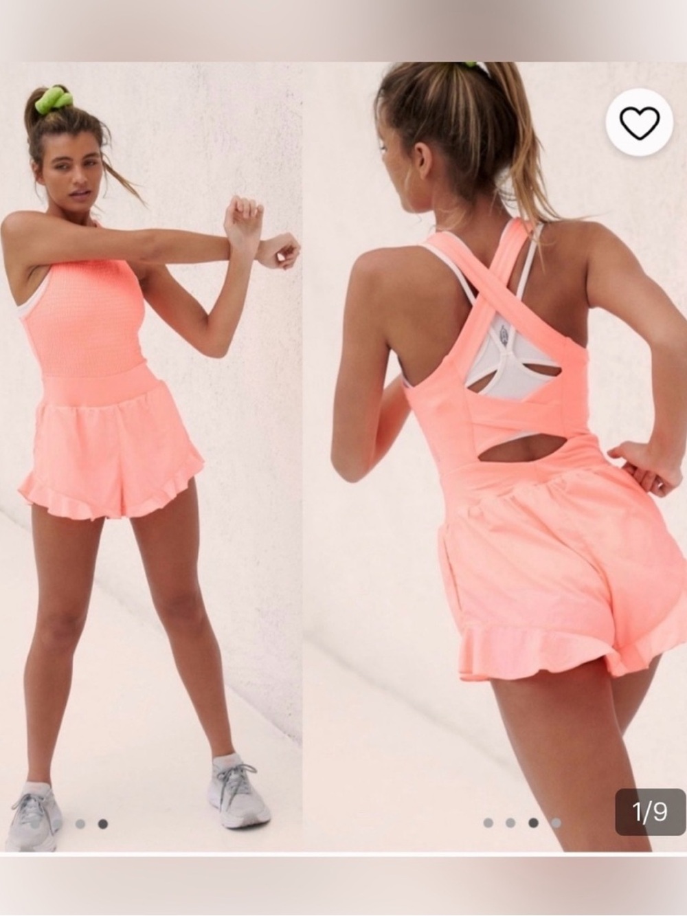 Free People Movement Breathless Shortsie romper coral pink